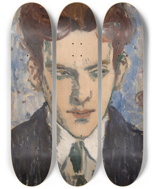 Triptych art skateboard deck of Raymond Mcintyre Edward Mcknight Kauffer by Raymond Mcintyre (1879-1933)
