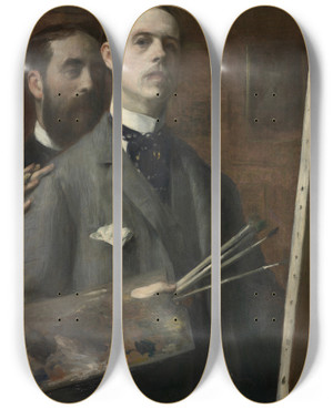 Triptych art skateboard deck of Jacquesmile Blanche Selfportrait With Raphael De Ochoa by Jacques-mile Blanche (1861-1942)
