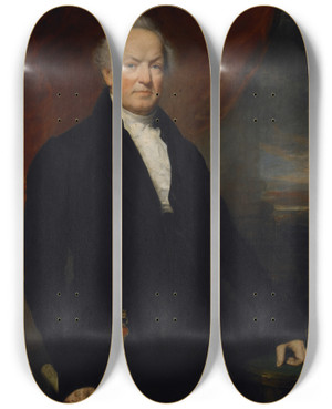 Triptych art skateboard deck of Samuel Lovett Waldo Frederick Wolcott by Samuel Lovett Waldo (1783-1861)