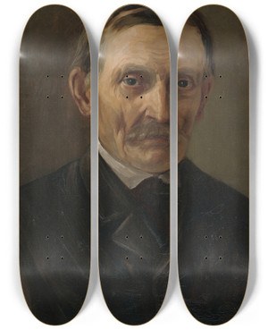 Triptych art skateboard deck of Jozef Hanula My Father by Jozef Hanula (1863-1944)