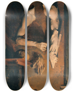 Triptych art skateboard deck of Adolph Von Menzel Studio Wall by Adolph Von Menzel (1815-1905)