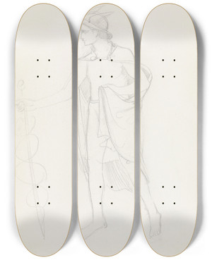 Triptych art skateboard deck of Antoon Derkinderen Mercurius by Antoon Derkinderen (1859-1925)