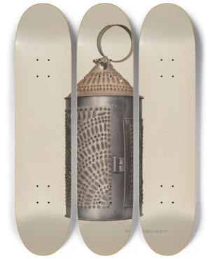 Triptych art skateboard deck of Rose Campbellgerke Lantern_1 by Rose Campbell Gerke (1882)