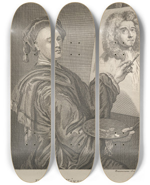 Triptych art skateboard deck of Alexander Bannerman Hamlet Winstanley_1 by Alexander Bannerman (1730-1780)