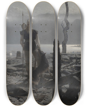 Triptych art skateboard deck of August Malmstrm Return Of Frithiof by August Malmstrom (1829-1901)