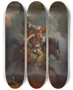Triptych art skateboard deck of Franois Grard Curtois Marcus Curtius by Francois Gerard (1770-1837)