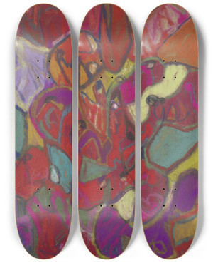Triptych art skateboard deck of Adolf Hlzel Abstrakte Komposition_2 by Adolf Holzel (1853-1934)