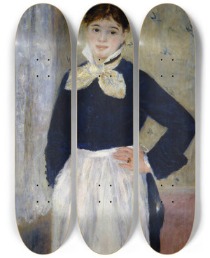 Triptych art skateboard deck of Pierreauguste Renoir A Waitress At Duvals Restaurant by Pierre-Auguste Renoir (1841-1919)