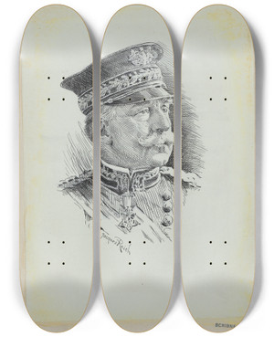 Triptych art skateboard deck of Jacques Reich Nelson Appleton Miles by Jacques Reich (1852-1923)