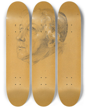Triptych art skateboard deck of Johann Peter Krafft Studie Zu Manfreds Sterbestunde_2 by Johann Peter Krafft (1780-1856)