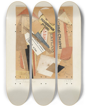 Triptych art skateboard deck of Kurt Schwitters Collage by Kurt Schwitters (1887-1948)
