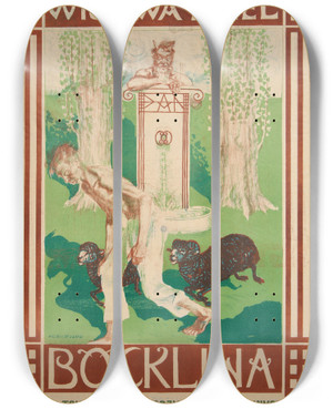 Triptych art skateboard deck of Stanisaw Dbicki Wystawa Dzie Bcklina by Stanislaw Debicki (1866-1924)