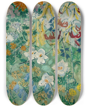 Triptych art skateboard deck of August Babberger Blumen_1 by August Babberger (1885-1936)