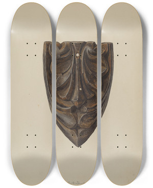 Triptych art skateboard deck of Albert Geuppert Crowning Leaf by Albert Geuppert