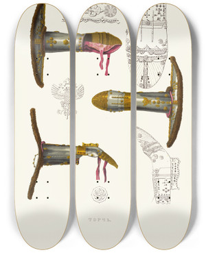 Triptych art skateboard deck of Fedor Grigoryevich Solntsev Torch_1 by Fedor Grigoryevich Solntsev (1801-1892)