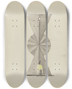 Triptych art skateboard deck of Majel G Claflin Tin Sconce_1 by Majel G Claflin (1893-1941)