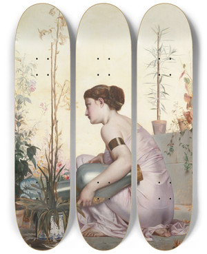 Triptych art skateboard deck of Adolphealexandre Lesrel Le Lis Est Mort by Adolphe Alexandre Lesrel (1839-1929)