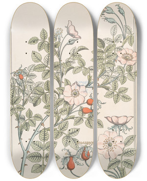 Triptych art skateboard deck of Maurice Pillard Verneuil Eglantier by Maurice Pillard Verneuil (1869-1942)
