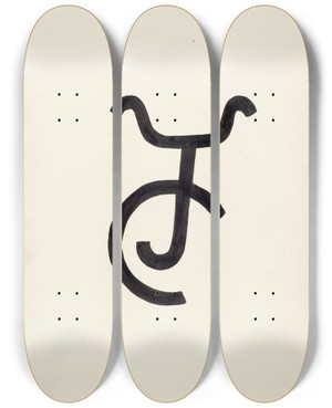 Triptych art skateboard deck of J Henry Marley Cattle Brand_34 by J Henry Marley