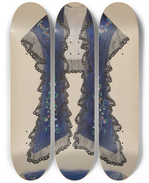 Triptych art skateboard deck of Beverly Chichester Shoulder Cape by Beverly Chichester (20-)