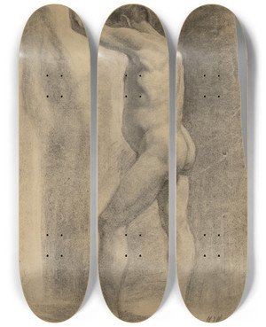 Triptych art skateboard deck of Emil Alexayolexk Study Of A Standing Man_2 by Emil Alexay-Olexk