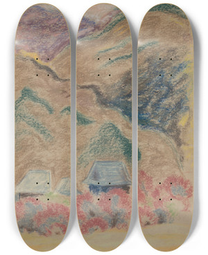 Triptych art skateboard deck of Arnold Peter Weiszkubnan Samota by Arnold Peter Weisz-Kubnan (1898-1944)
