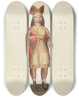 Triptych art skateboard deck of Henry Tomaszewski Cigar Store Indian_1 by Henry Tomaszewski