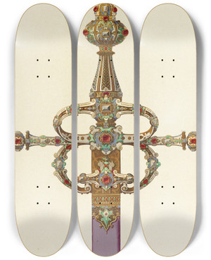 Triptych art skateboard deck of Carl Becker Kunstwerke Und Gerathschaften Des Mittelalters Und Der Renaissance Pl13 by Carl Becker (19-)