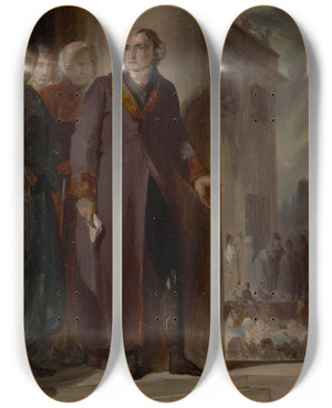 Triptych art skateboard deck of Thomas Sully Thomas Jefferson by Thomas Sully (1783-1872)