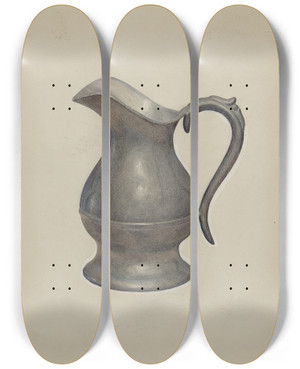 Triptych art skateboard deck of Francis Borelli Pewter Pitcher_2 by Francis Borelli