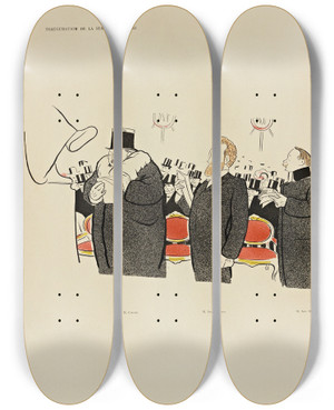 Triptych art skateboard deck of Leonetto Cappiello 70 Dessins De Cappiello Pl06 by Leonetto Cappiello (1875-1942)