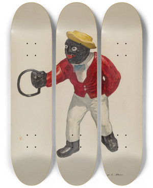 Triptych art skateboard deck of George E Rhone Hitching Post by George E Rhone