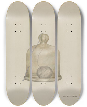 Triptych art skateboard deck of Paul Poffinbarger String Bowl by Paul Poffinbarger
