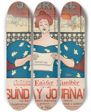 Triptych art skateboard deck of Ernest Haskell The Sunday Journal Easter Number by Ernest Haskell (1876-1925)