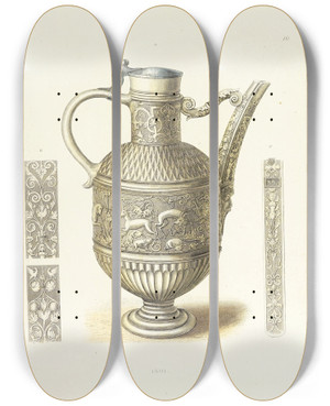 Triptych art skateboard deck of Carl Becker Kunstwerke Und Gerathschaften Des Mittelalters Und Der Renaissance Pl10 by Carl Becker (19-)
