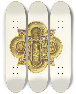 Triptych art skateboard deck of Carl Becker Kunstwerke Und Gerathschaften Des Mittelalters Und Der Renaissance Pl11 by Carl Becker (19-)