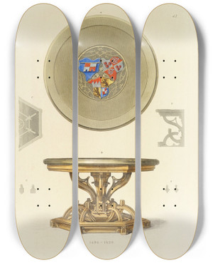 Triptych art skateboard deck of Carl Becker Kunstwerke Und Gerathschaften Des Mittelalters Und Der Renaissance Pl43 by Carl Becker (19-)