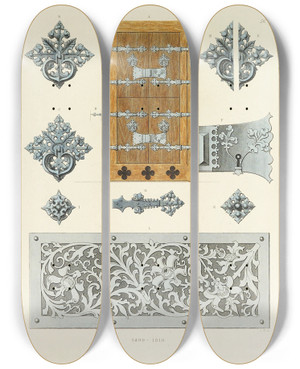 Triptych art skateboard deck of Carl Becker Kunstwerke Und Gerathschaften Des Mittelalters Und Der Renaissance Pl56 by Carl Becker (19-)