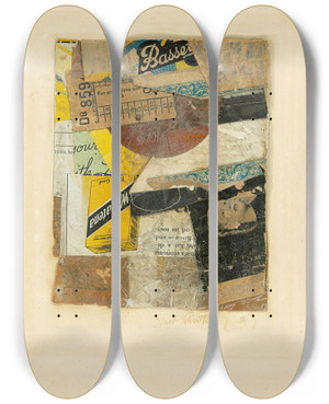 Triptych art skateboard deck of Kurt Schwitters C 31 by Kurt Schwitters (1887-1948)