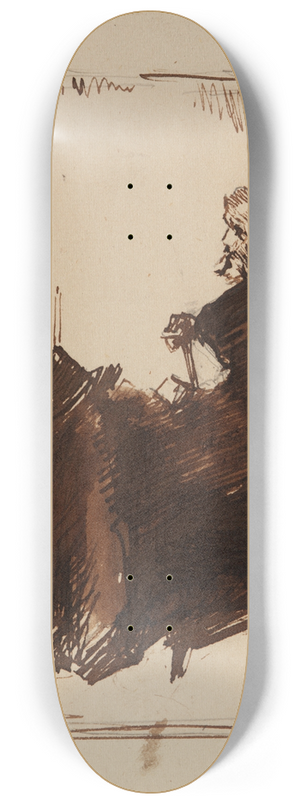 James Abbott McNeill Whistler - Portrait Sketch of Thomas Carlyle 8.25 inch art skate deck