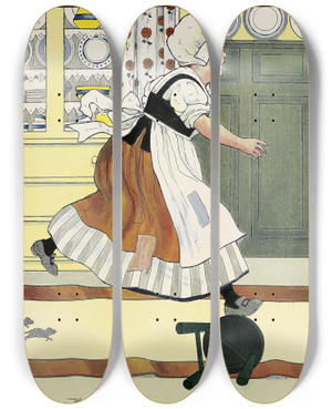 Triptych art skateboard deck of Blanche Fisher Wright Three Blind Mice by Blanche Fisher Wright (1887-1971)