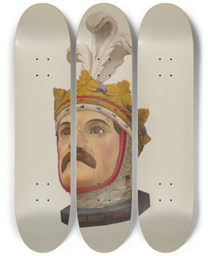 Triptych art skateboard deck of Helen E Gilman Figurehead_2 by Helen E Gilman