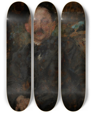 Triptych art skateboard deck of Olga Boznanska Portrait Of Painter Marcin Samlicki by Olga Boznanska (1865-1940)