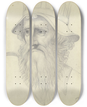 Triptych art skateboard deck of Moritz Daniel Oppenheim Knig David Aus Raffaels Disputa by Moritz Daniel Oppenheim (1800-1882)