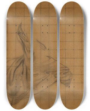 Triptych art skateboard deck of Pierre Puvis De Chavannes Etude De Draperie_2 by Pierre Puvis De Chavannes (1824-1898)