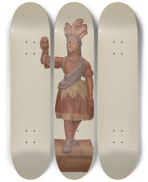 Triptych art skateboard deck of Michael Riccitelli Cigar Store Indian_2 by Michael Riccitelli