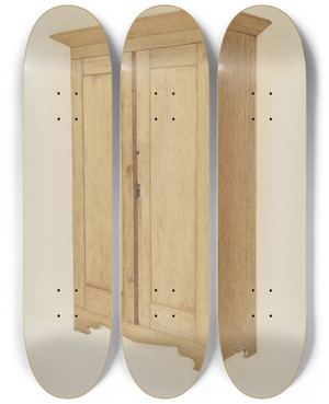 Triptych art skateboard deck of Dorothy Johnson Wardrobe by Dorothy Johnson