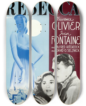 Triptych art skateboard deck of Eric Rohman Rebecca by Eric Rohman (1891-1949)