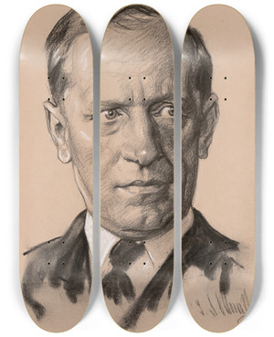 Triptych art skateboard deck of Samuel Johnson Woolf Kurt Paul Schmitt by Samuel Johnson Woolf (1880-1948)