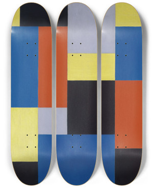 Triptych art skateboard deck of Theo Van Doesburg Composition Xx by Theo Van Doesburg (1883-1931)